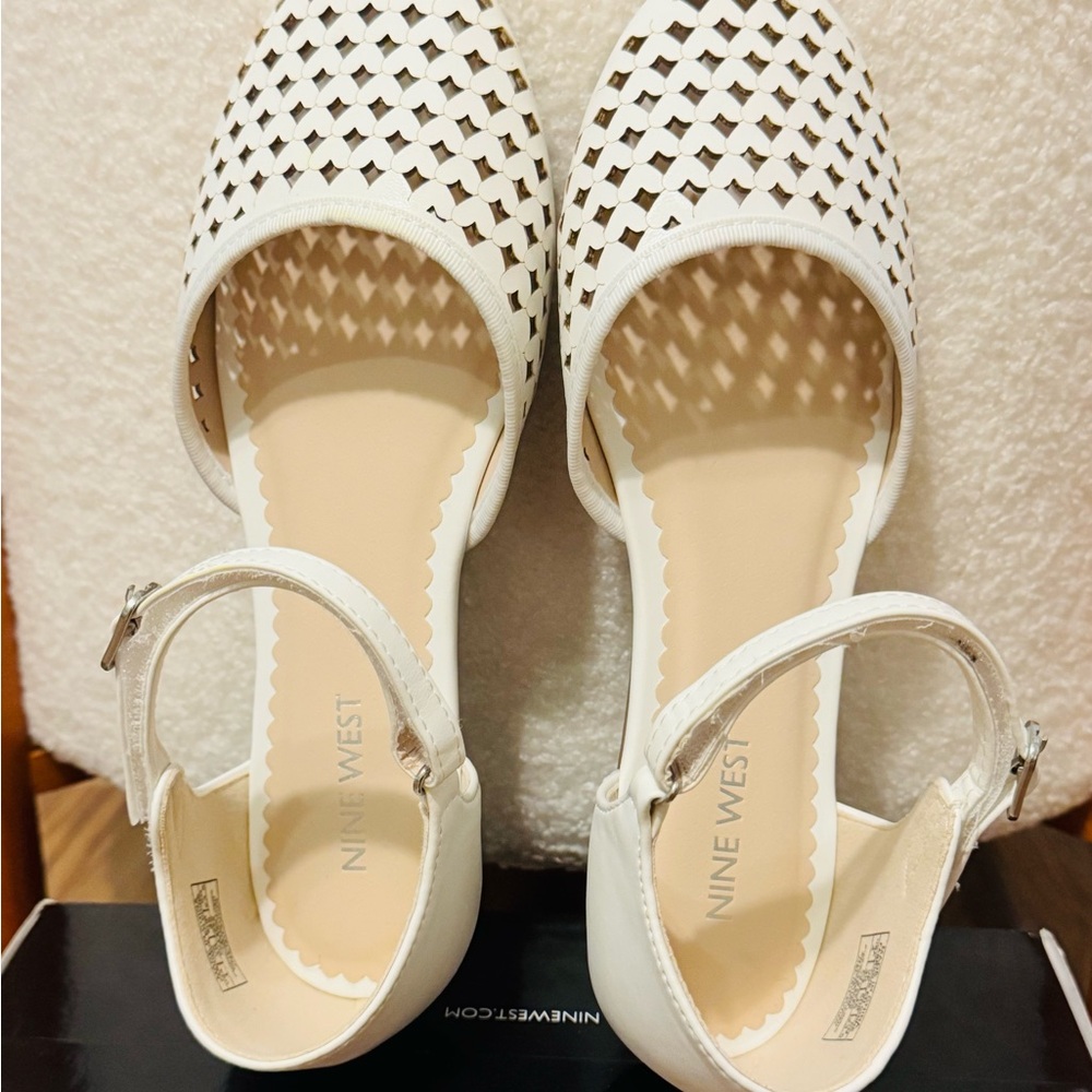 Nine West White Cutout Flats